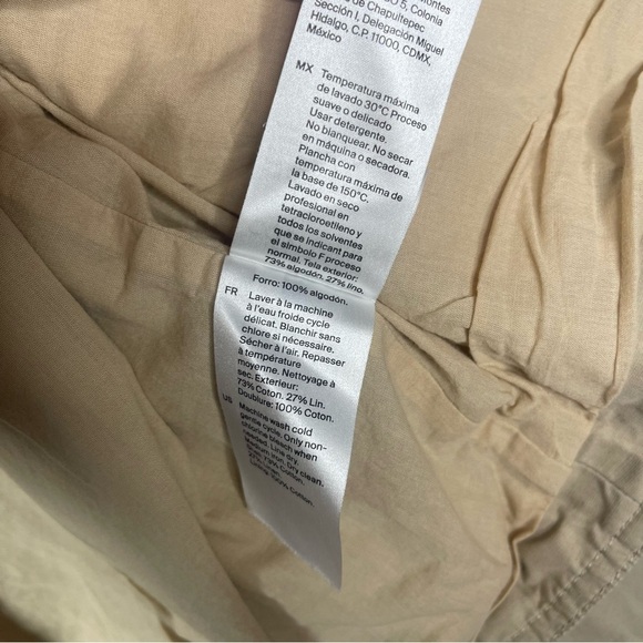 COS Linen Cotton Twill Snap Button Crop Jacket In Beige Size 8 - Picture 4 of 7